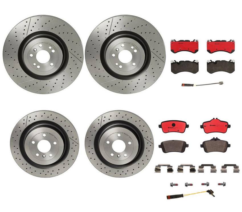 Mercedes Brakes Kit - Pads & Rotors Front and Rear (390mm/345mm) (Ceramic) 2115401717 - Brembo 3804063KIT